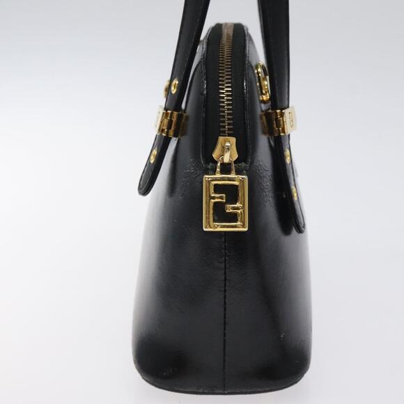 FENDI Hand Bag Leather Black Gold - Picture 5 of 12